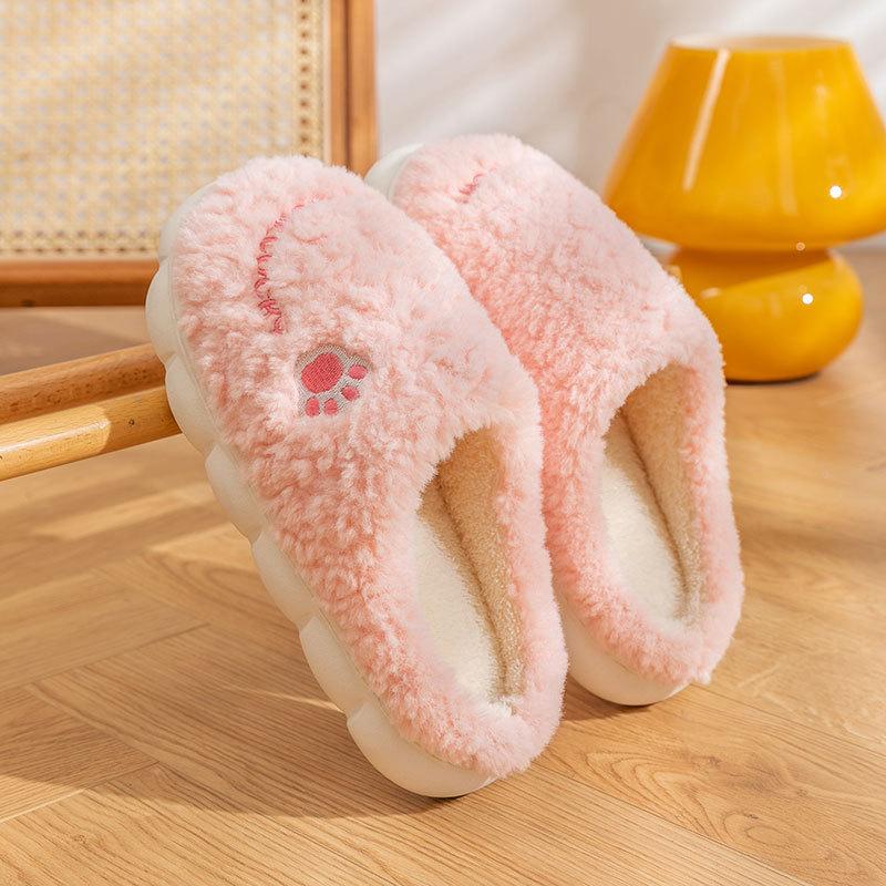 Cotton slippers women's autumn and winter baotou warm plush thickened soft bottom non-slip couple home slippers men