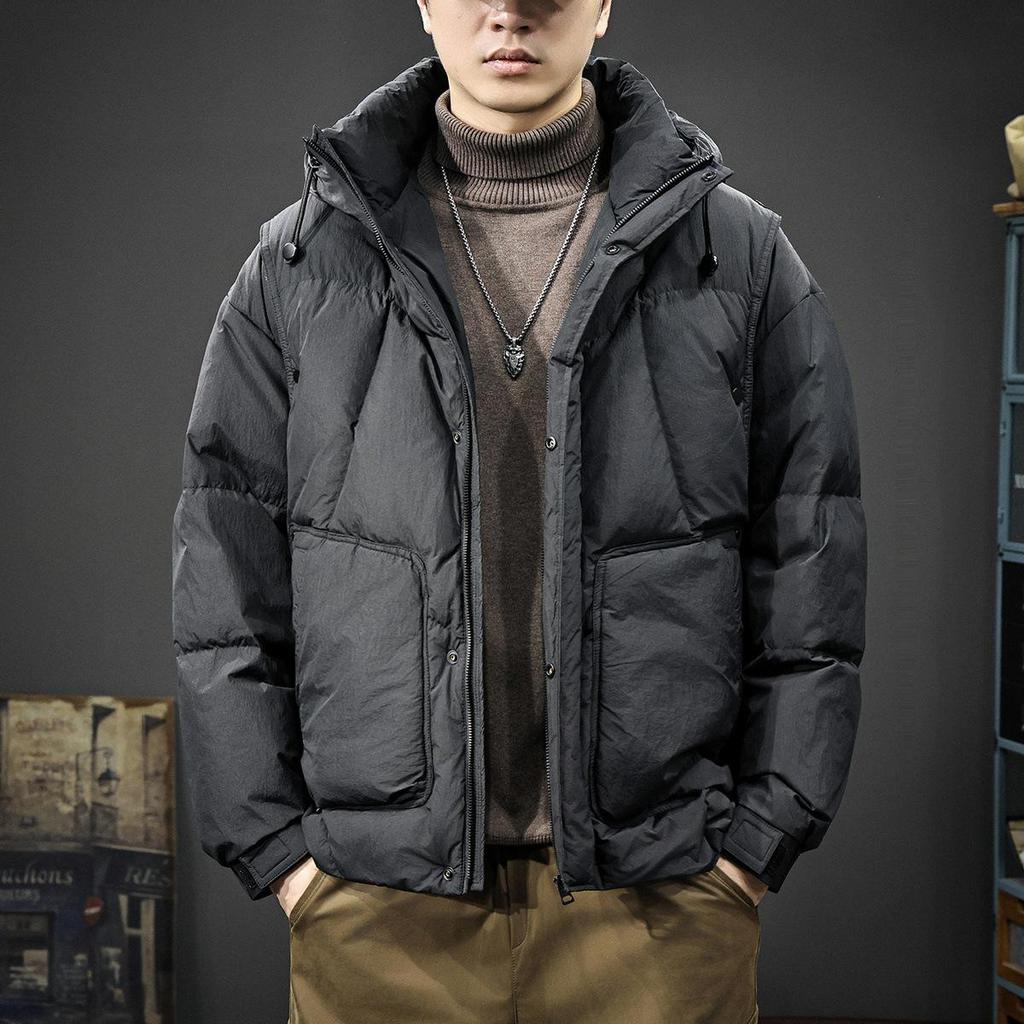 2025 Herren Trendige Weiße Entendaunen Winter Kapuzen Pufferjacke - Lockerer Schnitt, Übergröße