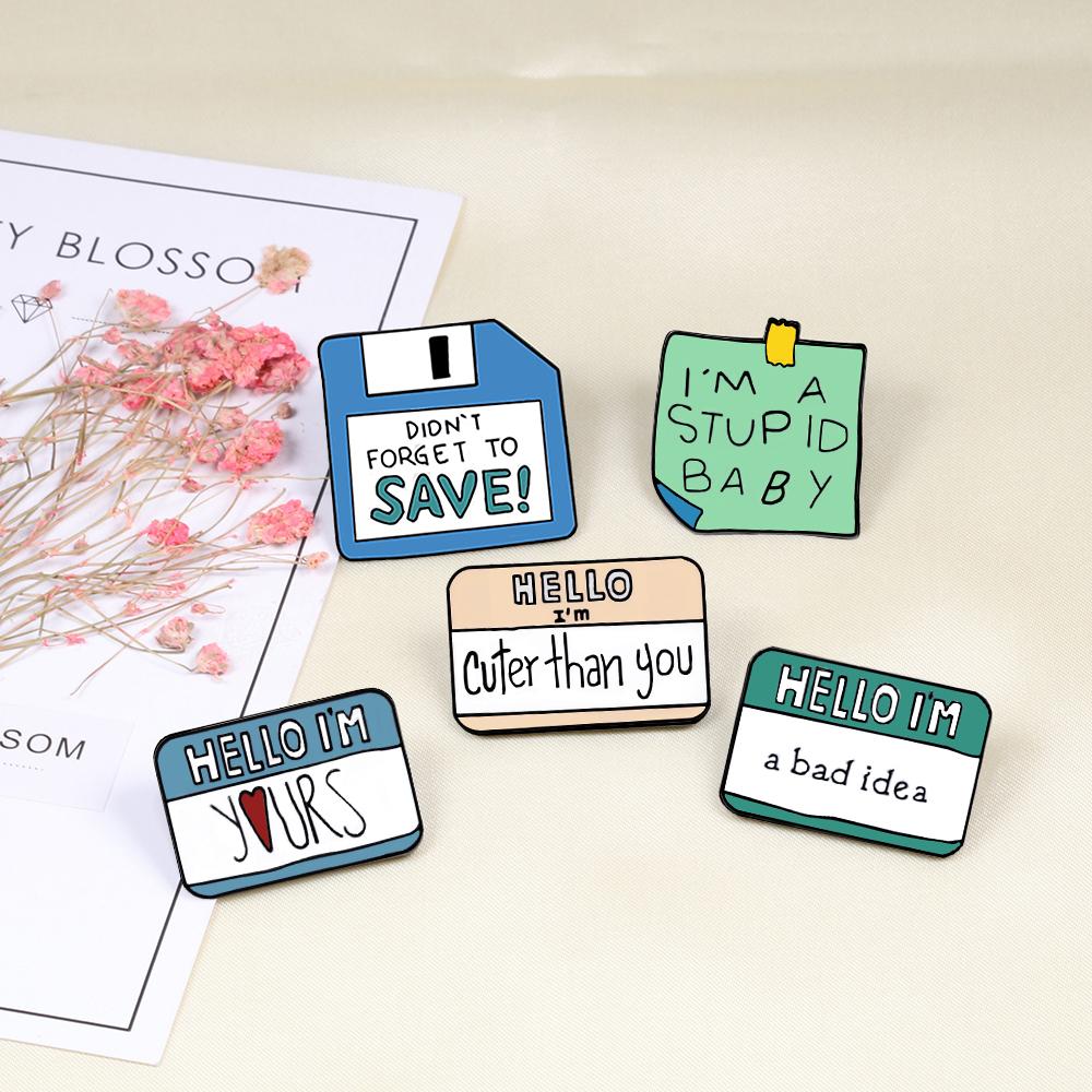 Funny Dialogue Enamel Pins Creative Humor Quotes Brooch Words I'm cuter than you Badges Backpack Lapel Jewelry Kids Friends Gift