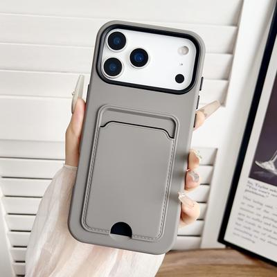 2 IN 1 Card Slot Bag Silicone Case For iPhone 17 Air 16 15 14 13 12 11 Pro Max Plus 16E Wallet Shockproof Hybrid PC Cover