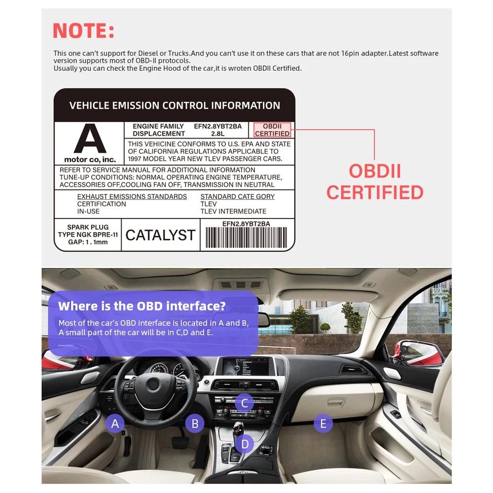 Bluetooth 5.1 ELM327 V2.1 Auto OBD2 Scanner Car Diagnostic Tool Code Reader Tool Super MINI ELM 327 V1.5 For Android