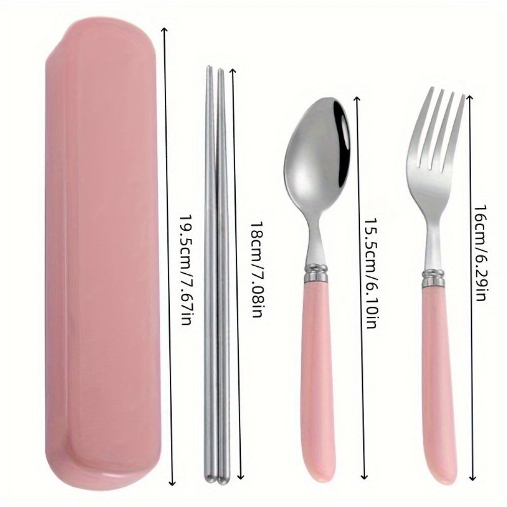 1 Set Stainless Steel Cutlery Set, Polished Finish, Portable Flatware with Storage Case for Picnic, Camping, Daily Use - Durable and Compact