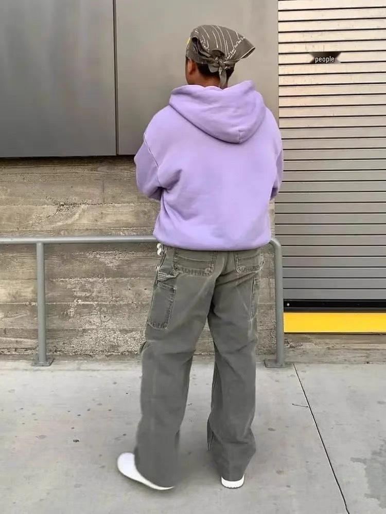 Kanye European-American Double-Layer Heavyweight Pink-Purple Hoodie for Men and Women
