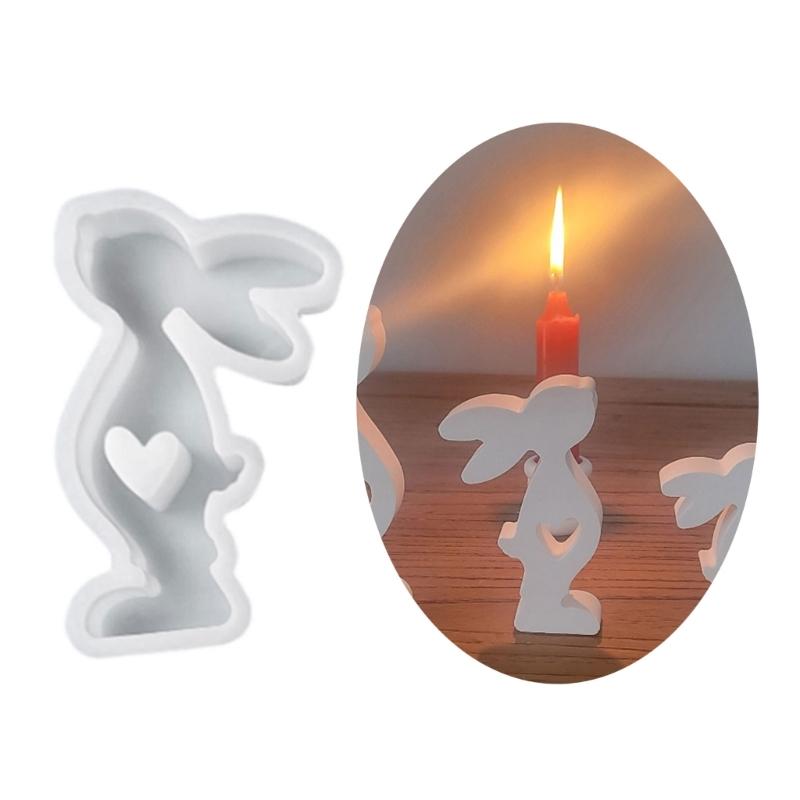 Easter Rabbit Silicone Mold 3D Heart Rabbit Candle Mold DIY Aromatherapy Candle Making Tool Resins Gypsum Mold Birthday