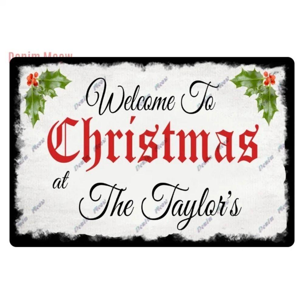 Vintage Christmas Metal Tin Sign Home Festive Wall Decor