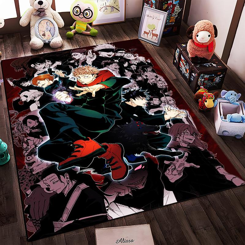 Anime-Teppich mit lebendiger Charakter-Collage für Wohnzimmer-Dekoration Geeignet für die Verwendung als Anti-Rutsch-Matte für Wohnzimmer, Schlafzimmer, Sofas