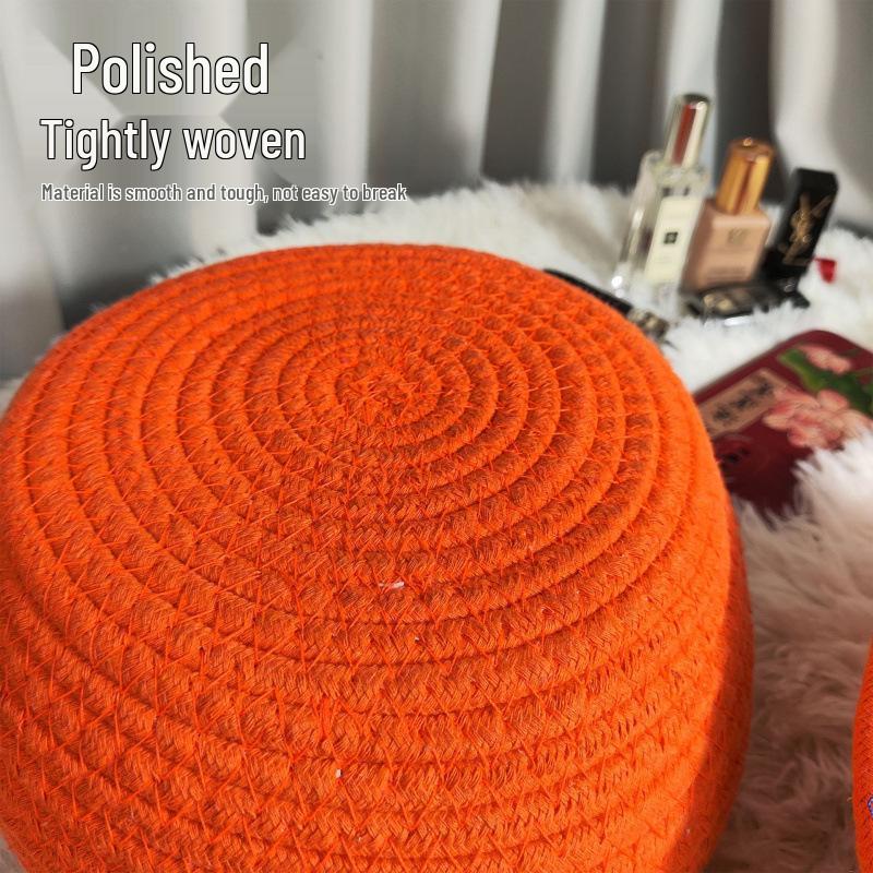 Pumpkin Cartoon Large Desktop Storage Basket with Lid - Dustproof for Sundries & Snacks