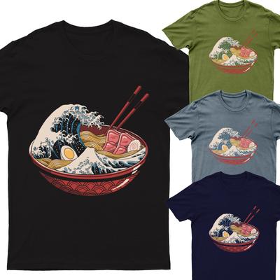Grande Onda Ramen T-shirt 100% Cotone Magliette Uomo Top Uomo Donna Oversize T-shirt 100% Cotone Magliette Uomo Top Unisex Maglietta Top #P1#PR#D