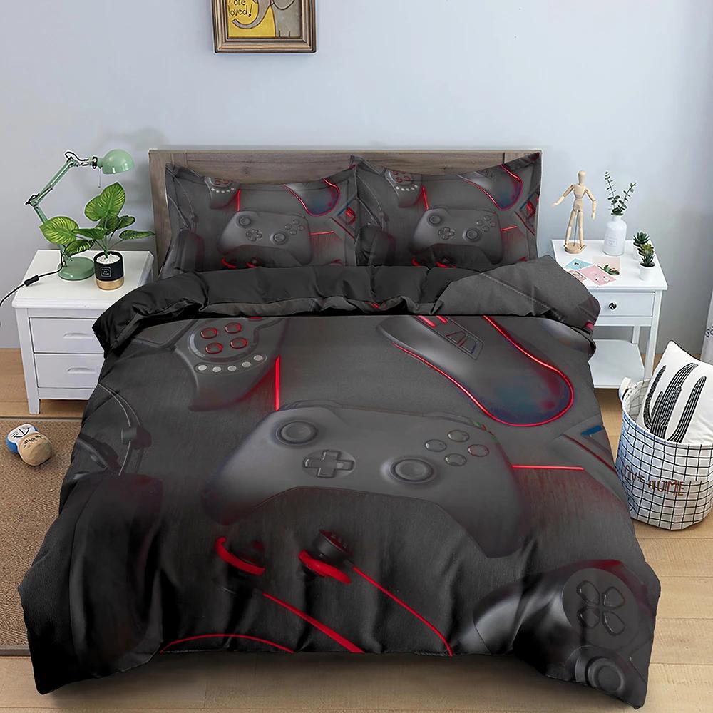 Game Handle Bedding Sets With Pillowcase Gamer Duvet Cover Queen King Size Comforter Cover Black 2/3Pcs Polyester Quilt Cover