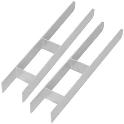 Kotarbau® H-Column Base For Wall-In Installation Bracket Galvanized Steel Anchor 100 Mm Set Of 2