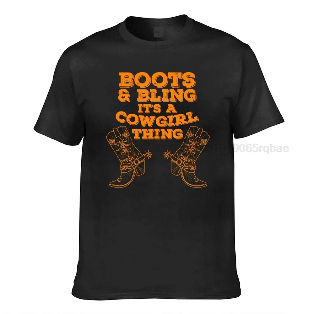Funny Cowgirl Boots Bling Unisex Gift Cute Love Country Life Simple Style Design Tops T Shirt Special Cotton Unisex Tshirts