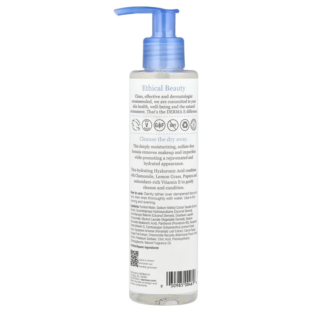 Hydrating Gentle Cleanser, Hyaluronic Acid, 6 Fl Oz (175 Ml)