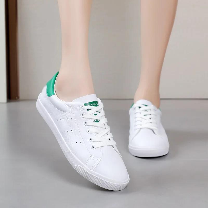 Classic Style Low Top Flat Bottomed Shallow Mouth Comfortable Breathable Sneakers White Shoes Student Lace-Up Casual Womens Shoe