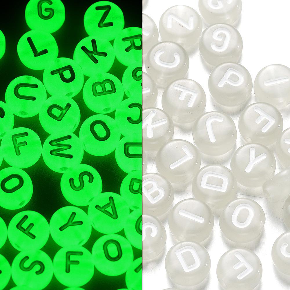 100 Stück/Beutel 7mm Acryl Buchstabenperlen Alphabet Rund Flach Lose Perlen Handgefertigt Für DIY Armband Schmuckherstellung Zubehör