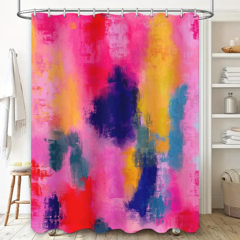 Färgglad Duschdraperi Regnbågsvågor Mönster Dekorativ Badkarsliner för Hemmet Badrumstillbehör Storlek: 72x84 tum (183cm x 21