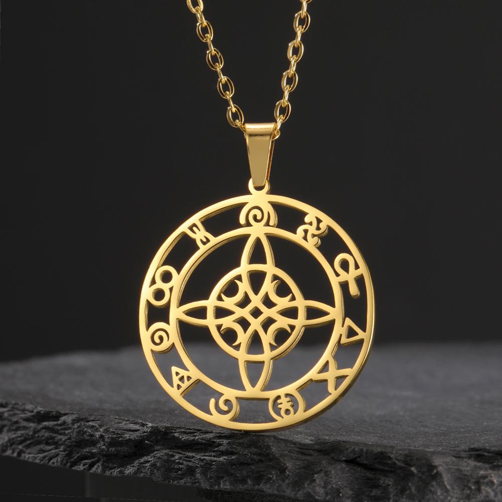 Dawapara Witch Knot Necklace Celtics Good Luck Irish Jewelry Stainless Steel Wiccan Vintage Wealth Amulet Women Necklace