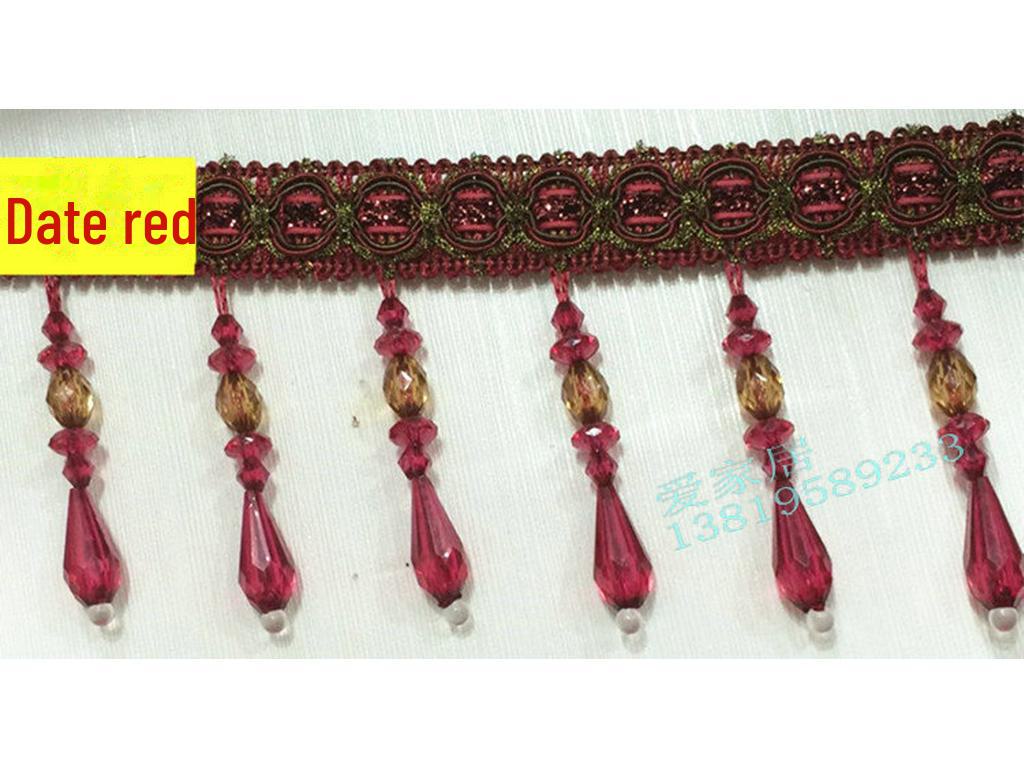 Europeisk tofsfrans med kristallpärlor för gardindekoration