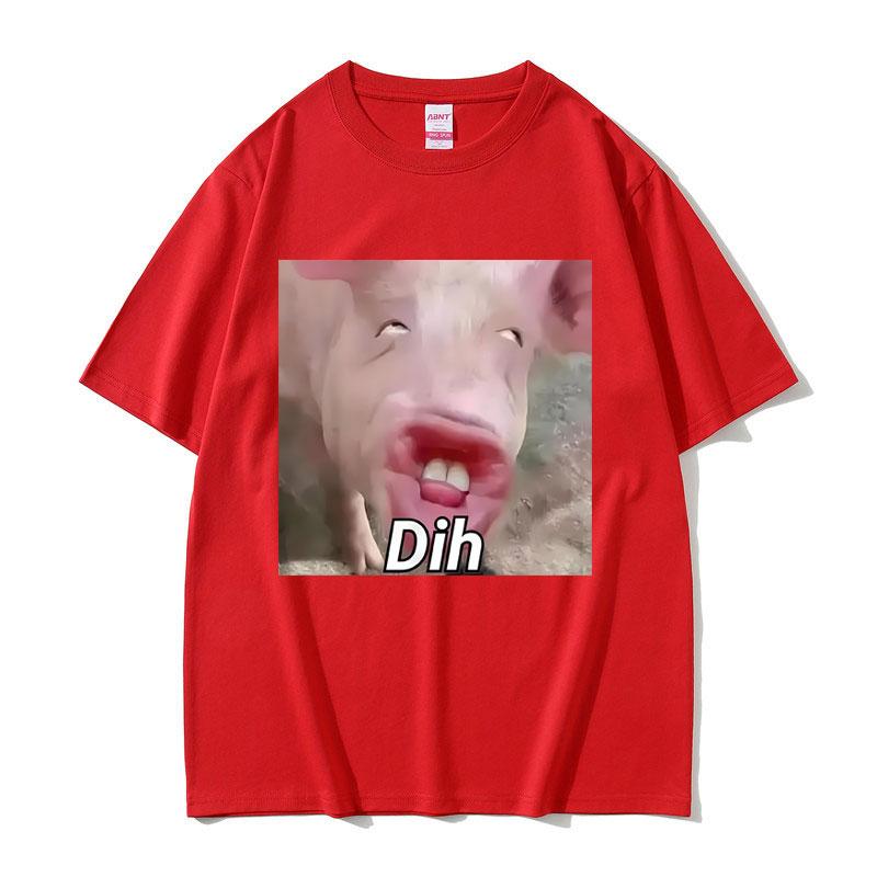 Dih Brainrot Gen Z Pig Funny Meme T Shirt Unisex Women Clothing Casual Humor Tshirts Unisexs Oversized Cotton Short Sleeve T Shirts