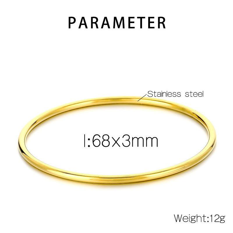 Fashion jewelry; temperament popular multi-layer stacking coil 18K gold-plated 3mm plain circle titanium steel bracelet for 58-60mm