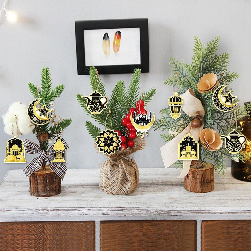 8Pcs/Set Castle Moon Stars Ramadan Ornaments Mubarak Ramadan Kareem Eid Mubarak Hanging Decorations Ramadan Hanging Spirals