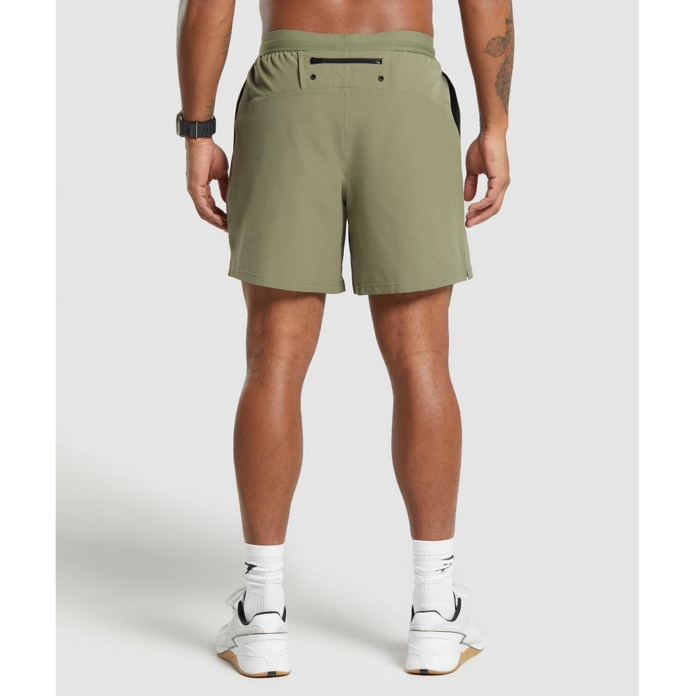 Gymshark Land To Water 6  Shorts Utility Green A5a6i Ecjp.