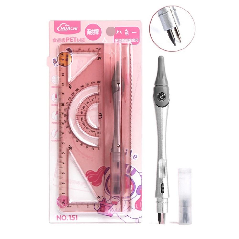 Portable Protractor 8in1 Straightedge Durable Ruler Measurement Set Gift