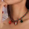 Santa Claus Cartoon Beaded Choker with Tassel Pendant