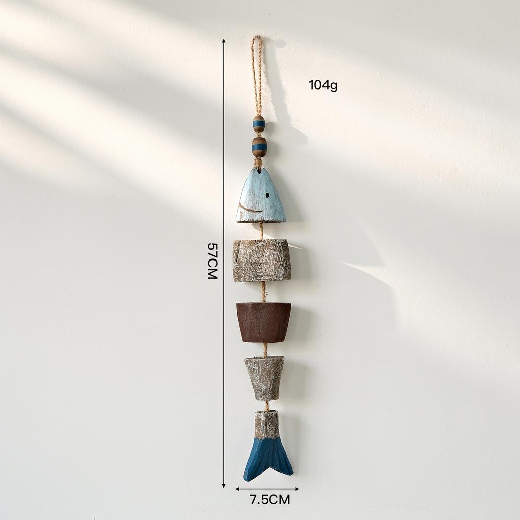 Mediterranean Retro Wooden Fish Skewers Hanging in The Ocean Fengxiang Villagers' Tavern Restaurant Wall Art Decorations