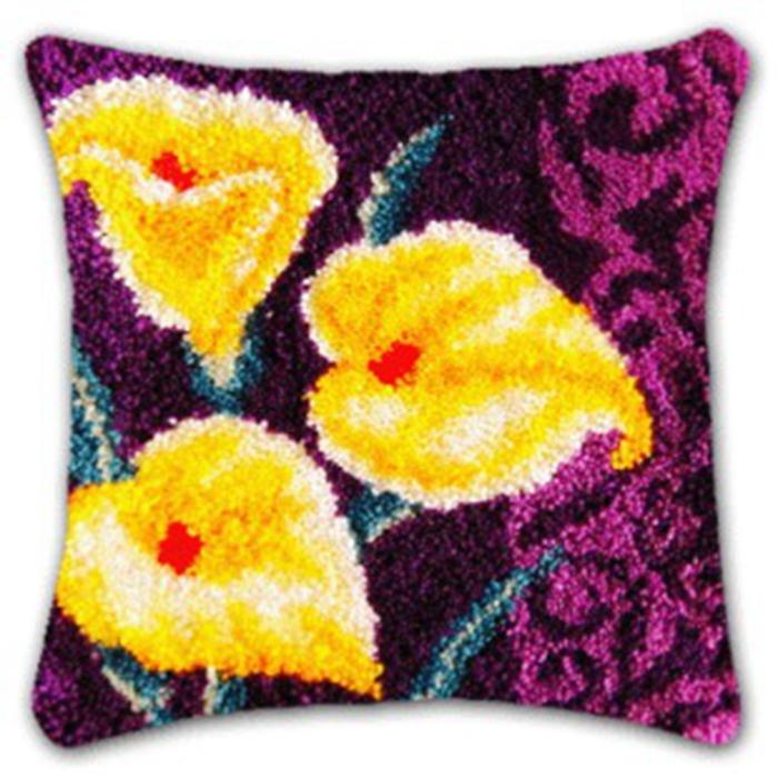 Flowers Plants Series Latch Hook Kit Butterfly Handmade Embroidery Pillow 3d Segment Embroidery Pillow Wool Handcraft Supplies 