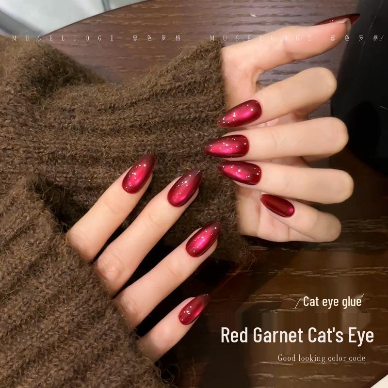 Twilight Rogue Cherry Cat Eye Autumn/Winter Sparkle Nail Gel Ruby Glass Bead