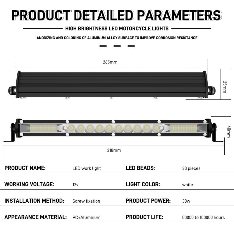 Car Slim 10inch Led Light Bar Spot Flood Combo Beam Led Bar For SUV 4X4 Off Road LED Work Lamp 12V 24V Auto Driving Light