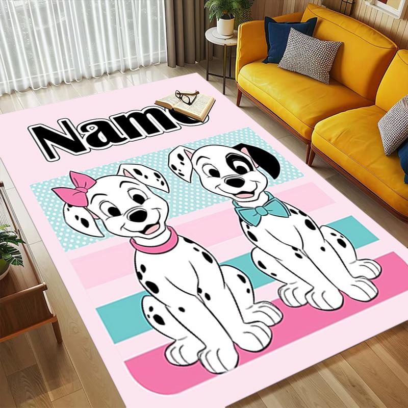 Personalized Name Dalmatian Pile Living Room Non-Slip Area Rug Soft Carpet for Bedroom Kids Playroom Sofa Office Home Decor Doormat