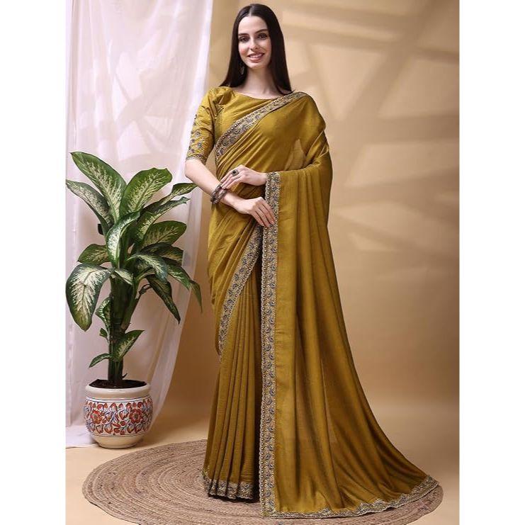 Premium Yellow Silk Saree with Matching Blouse – Radiant Festive Elegance