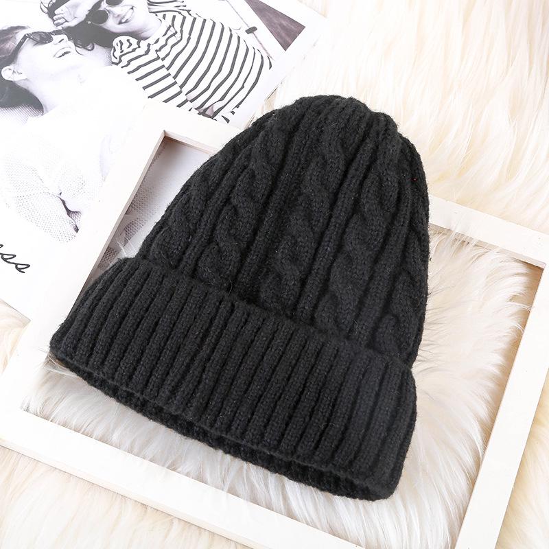 Twist wool hat women's autumn and winter thickened velvet warm ear protection cold hat hot-selling sleeve knitted hat