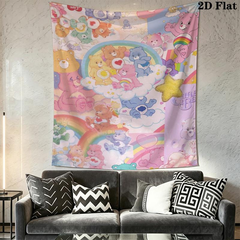 Care Bears Wall Tapestry Aesthetic Wall Hanging Printed Fabric Blanket Decorative Tapestries for Bedroom Living Room Home Decor