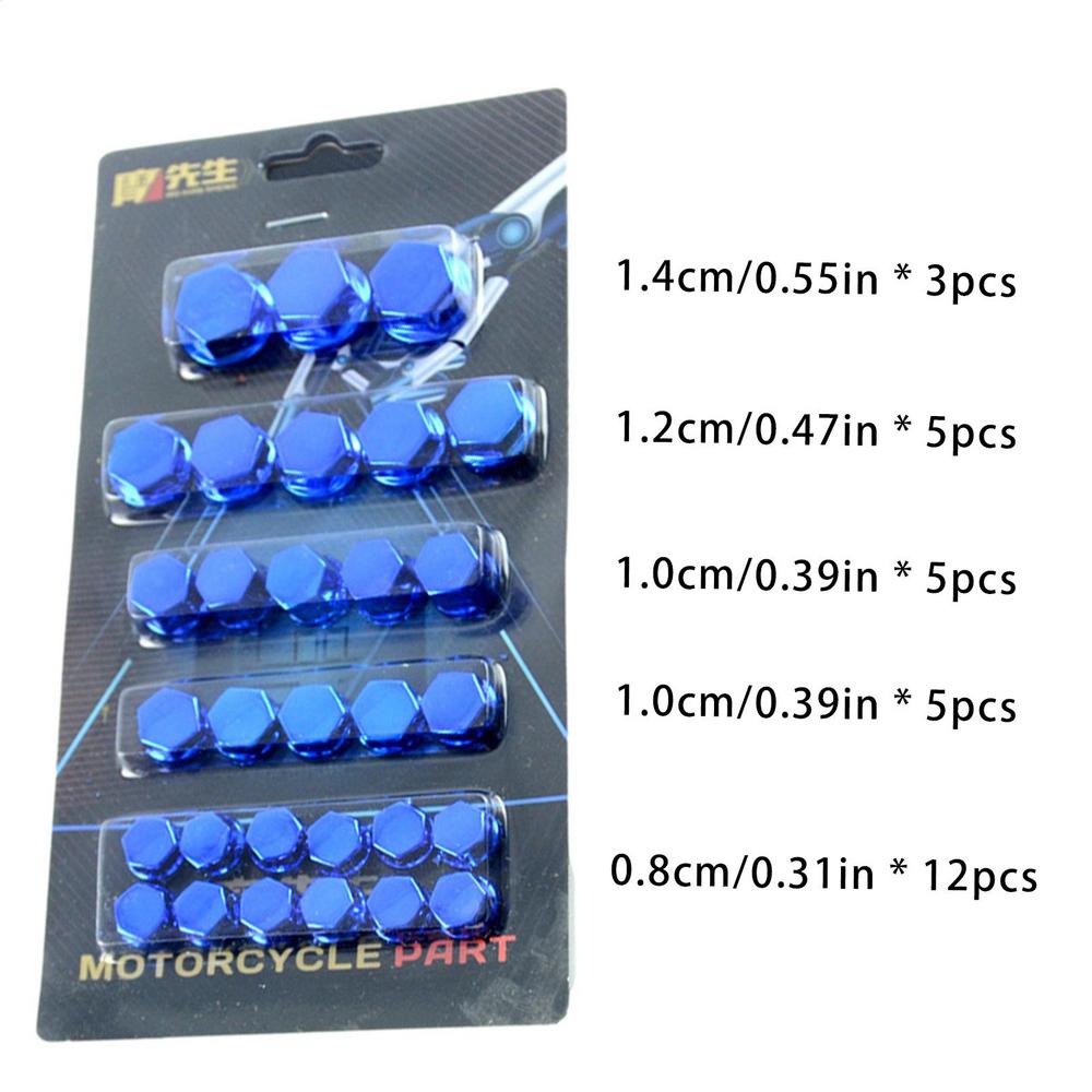 Nut Cover For Motorcycle 5 Colors Motorcycle Screw Cover 30PCS/Set Motorcycle Screw Nut Bolt Covers Rustproof Motorcycle Screw