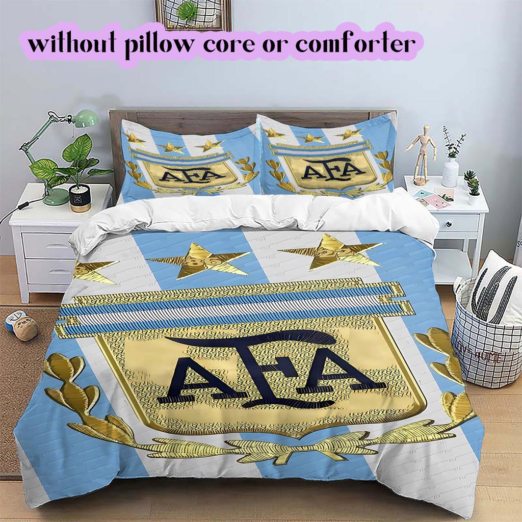 Biancheria da letto con motivo calcistico AFA, Set copripiumino Copripiumino Federa Regalo di Compleanno per la Casa (1*copripiumino+2*federe,senza imbottitura)