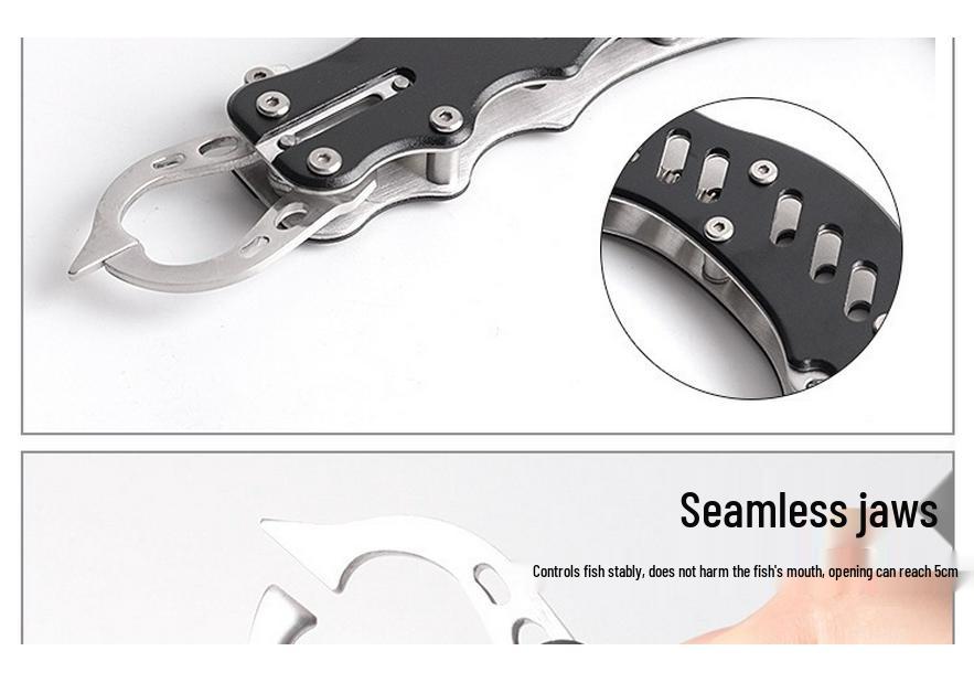 304 Stainless Steel Fish Gripper with Lure Pliers - Finger Trigger Fish Controller and Grabber for Fishing.