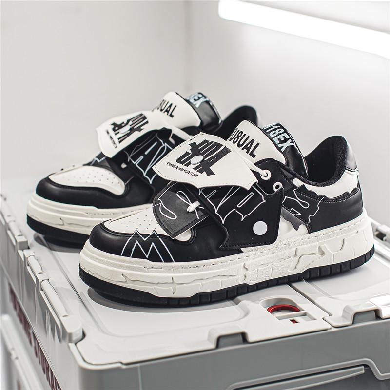 Guochao Patch Shoes 2024 Autumn New Fashion Versatile Thick Baseplate Shoes Classic Bread Casual Sports Men's Shoes