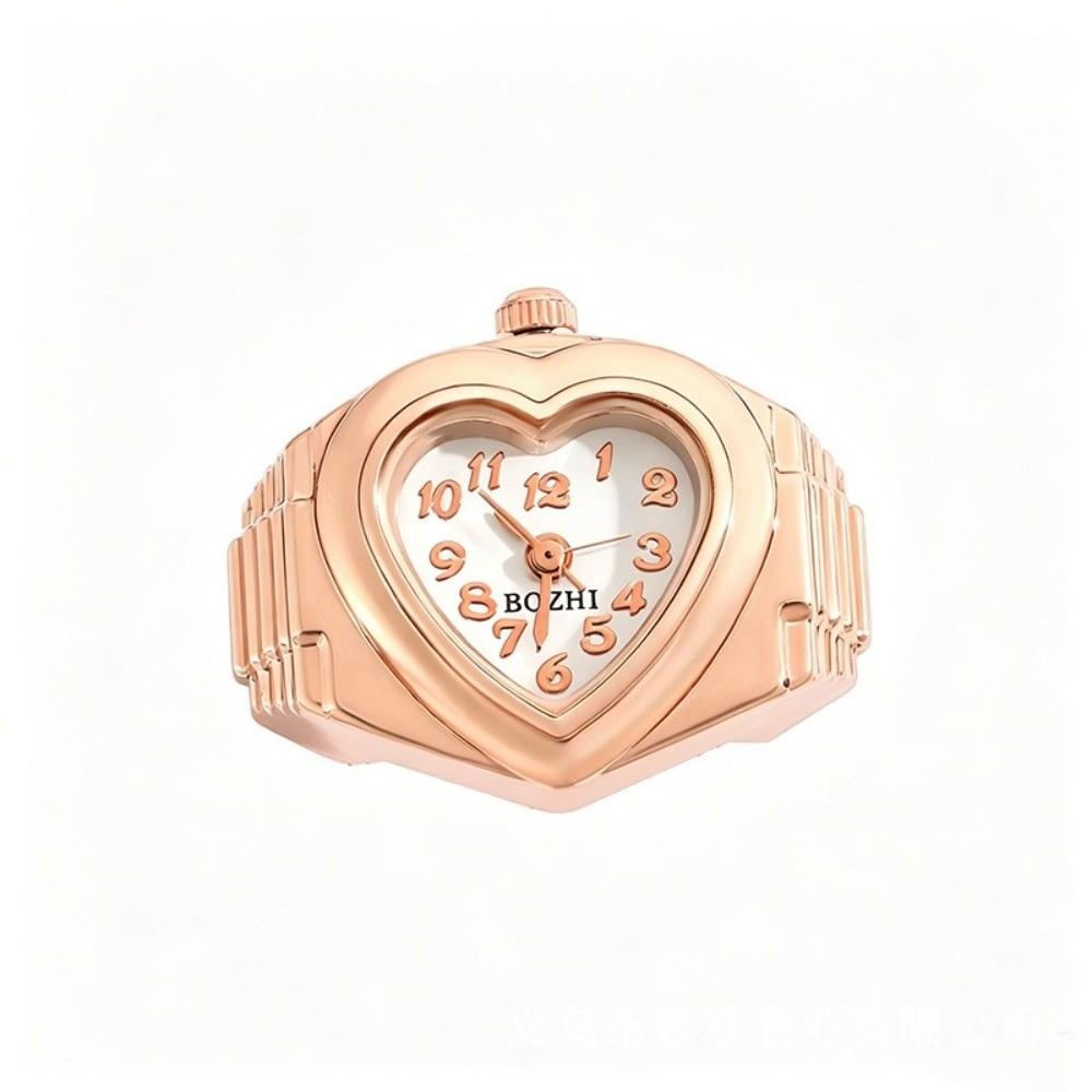 Stainless Steel Mini Finger Watch Heart Shaped Quartz Movement Watch  Fashion Accessories