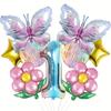 Butterfly & Daisy Star Gradient Foil Balloon Set for Birthday Party Decoration.