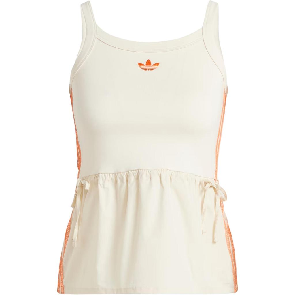 Adidas Originals Patchwork Logo Embroidered Slim Fit Round Neck Sleeveless Vest Women Tops Off-White KC0765