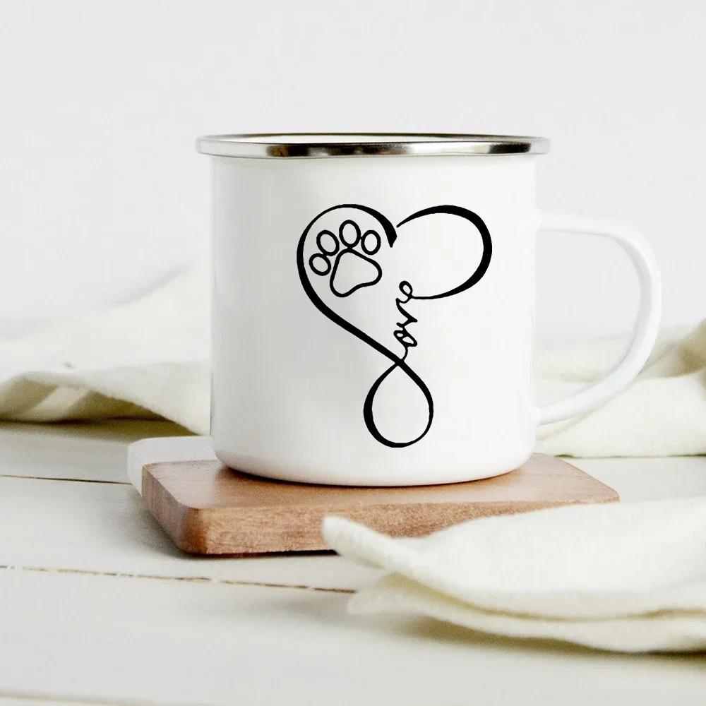 Lustiger Dackel-Druck Kreative Emaille-Tasse Kaffee-Weintassen Cartoon-Hunde Pfote Party-Getränk Bier Saft Milch Tassen Geschenke für Liebhaber Hund