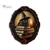 Dark Academia Home Accessories Halloween Wooden Refrigerator Magnet, Vintage Gothic Fridge Magnets, Oval Frame Decorative Metal Surface Magnets