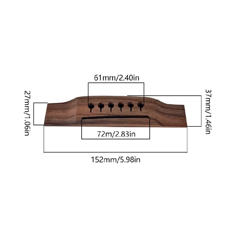 Acoustic Guitar Wood Rosewood Bridge Guitar Wood Bridge Guitar Saddles Nut Slotted with 6 Bridge Pins Easy To Install