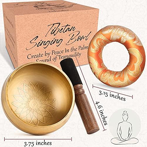 Tibetan Singing Bowl Set - 100% Hand-Hammered Nepalese Sound Bowls for Meditation, Yoga, Chakra Meditation Accessories, Unique Gift for Women and Men