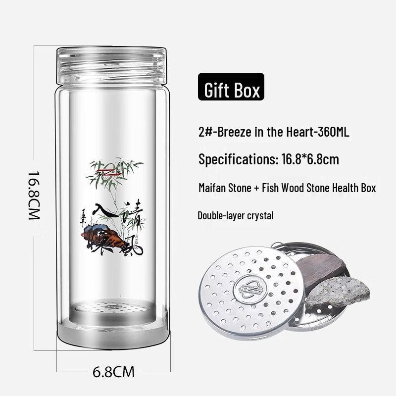 Portable Double-Wall Glass Tea Mug with Lid