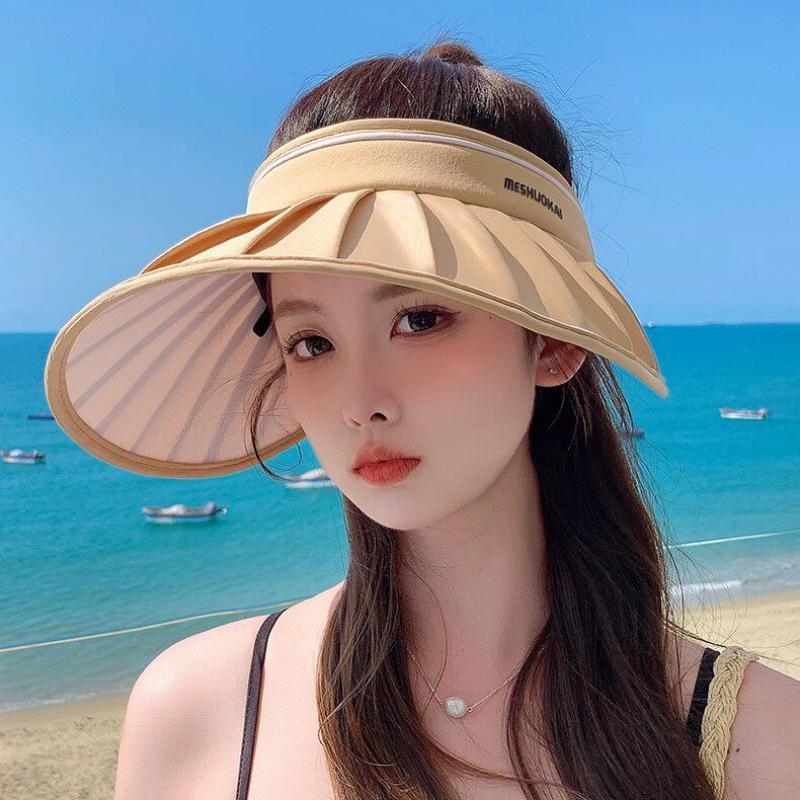 2026 Women'S Summer Large Brim Open Empty Top Sun Hat Upf 50+ Foldable Sunshade Hat Uv Protect Sun Protection Sun Cap