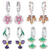 Orstarry S925 Silver Earrings Ginkgo Leaf Maple Leaf Iris Cherry Blossom Earrings For Women Birthday Gift Trend Jewelry