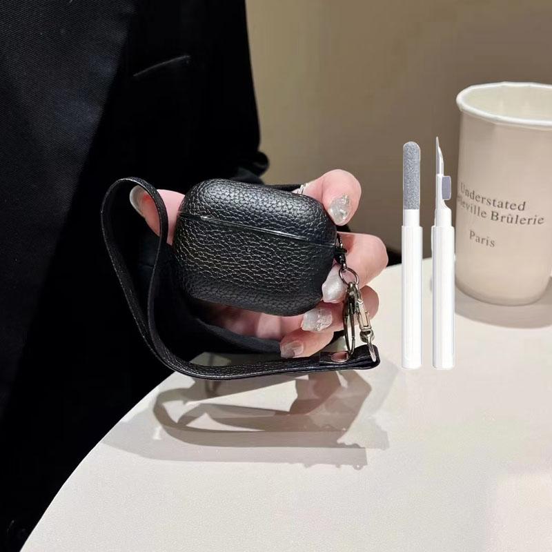 Solid Color Lychee Patterned Drop Proof Hand Drawer Headphone Cover For 1/2 Pro Pro2 3 4 Leather Headphone Cover Protective Case